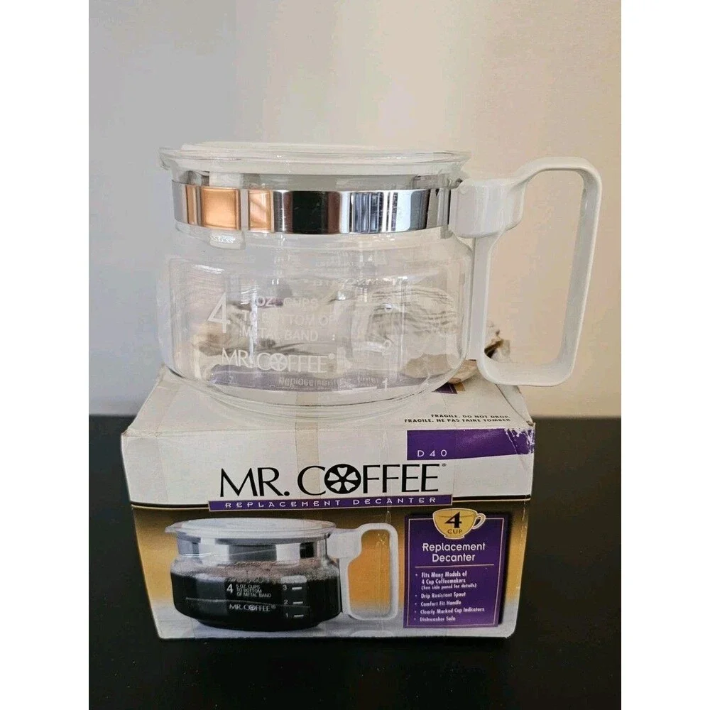 Mr. Coffee BL6 PR6 PR6D TR40 Replacem 4 Cup Pot Decanter White Fits Other Brands